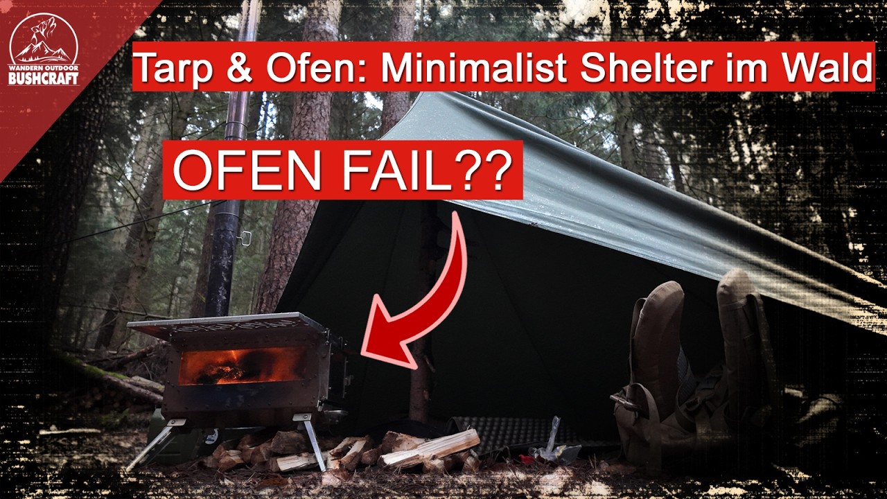 Tarp & Ofen: Minimalist Shelter im Wald / Fail? 🌧️❄️🔥#outdoor #bushcraft #wildcamping #outdoorlife
