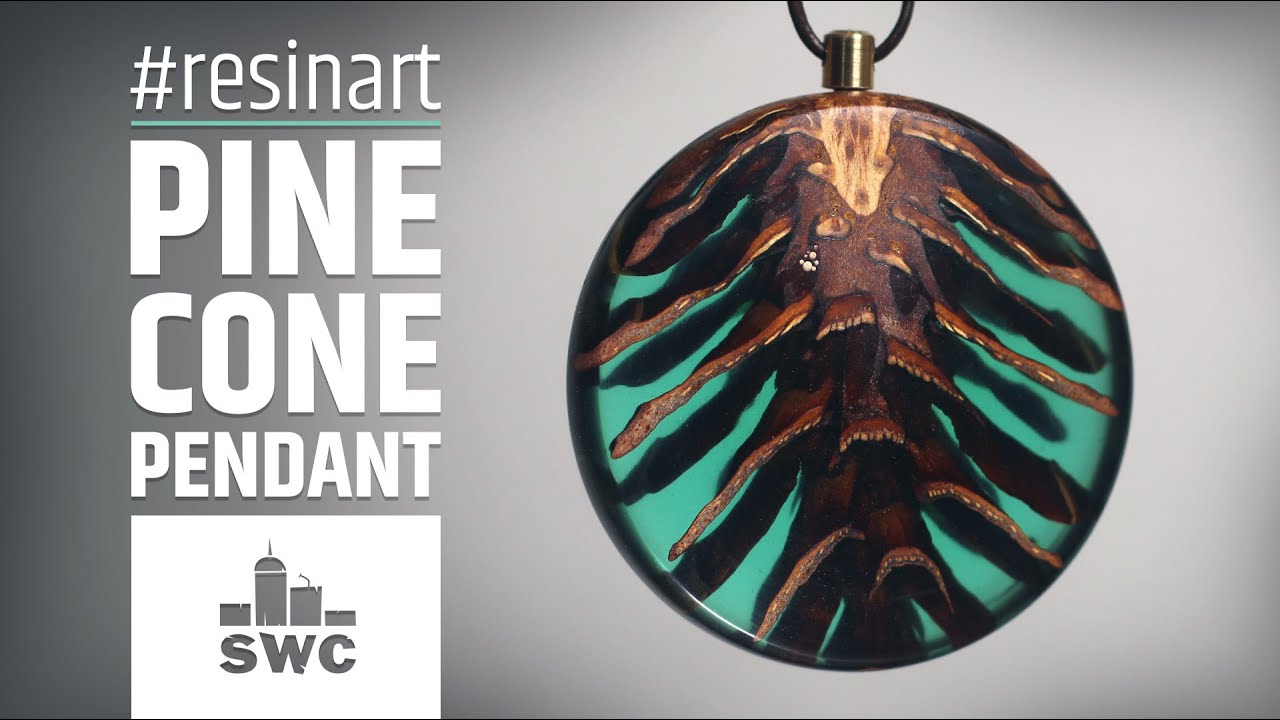 How to make a pine cone and resin pendant - Woodturning