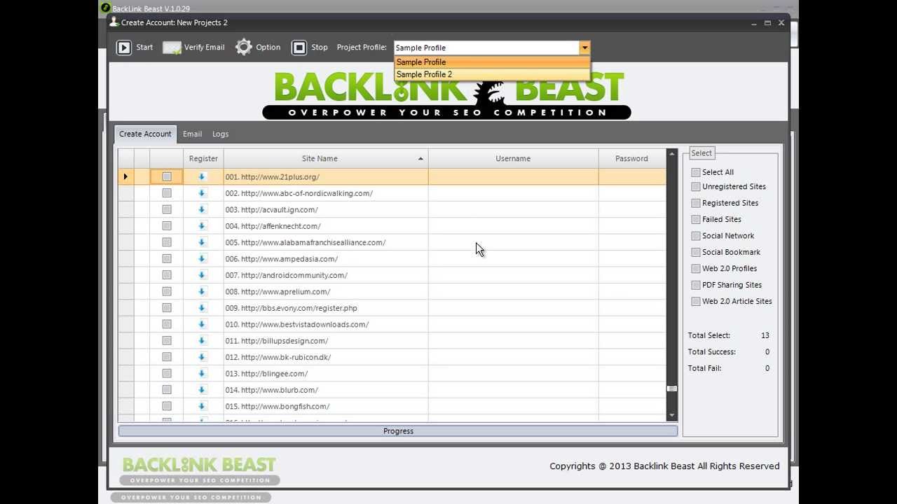 Backlink Beast Review - Account Creation