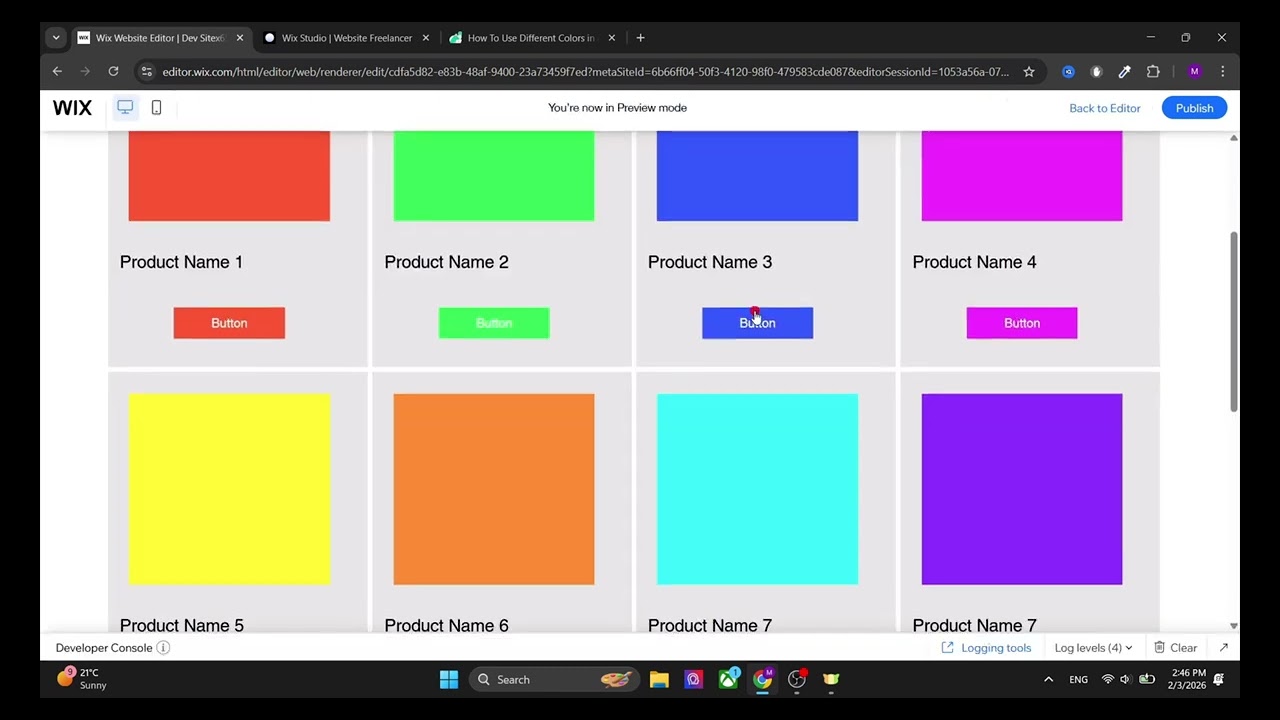 Wix Editor/Studio Tutorial - How to use different Colors in Item Design Without CMS