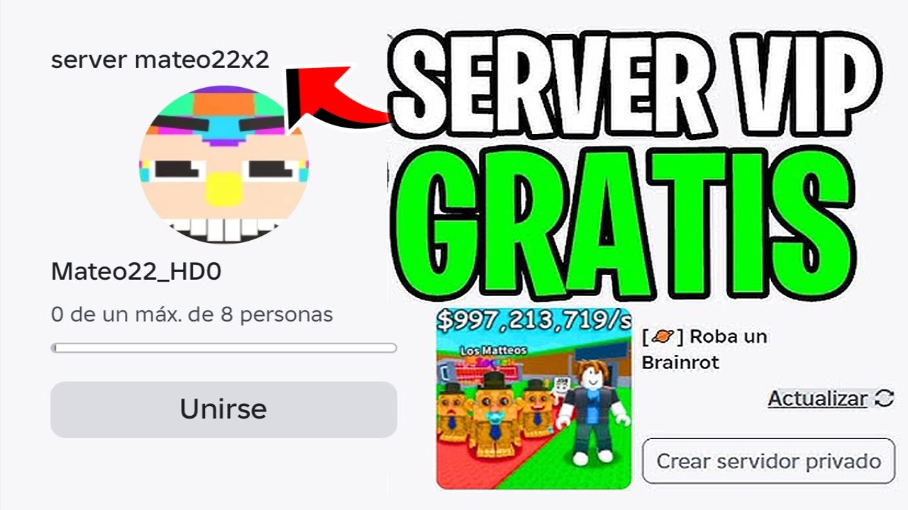 🤑 CONSIGUE un SERVIDOR PRIVADO GRATIS YA en ROBLOX ✅ SERVIDOR PRIVADO de STEAL A BRAINROT GRATIS