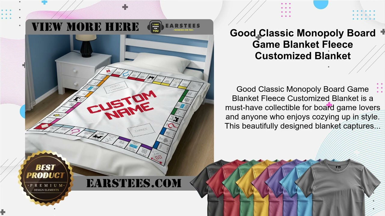 Good Classic Monopoly Board Game Blanket Fleece Customized Blanket