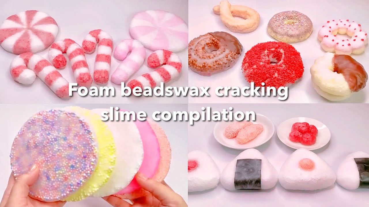 【ASMR】つぶつぶパキパキスライムまとめ【音フェチ】Foam beads wax cracking slime compilation