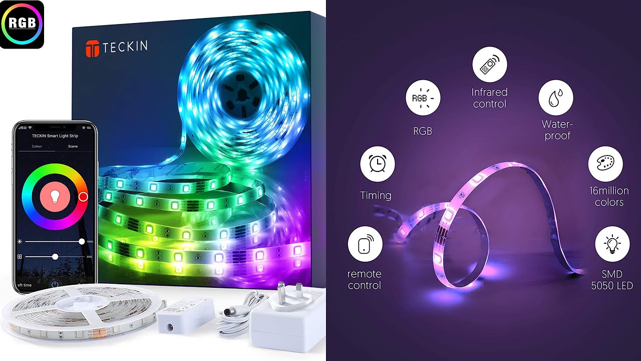 TECKIN Smart WiFi Strip Lights RGB SMD 5050 LED Unboxing Testing