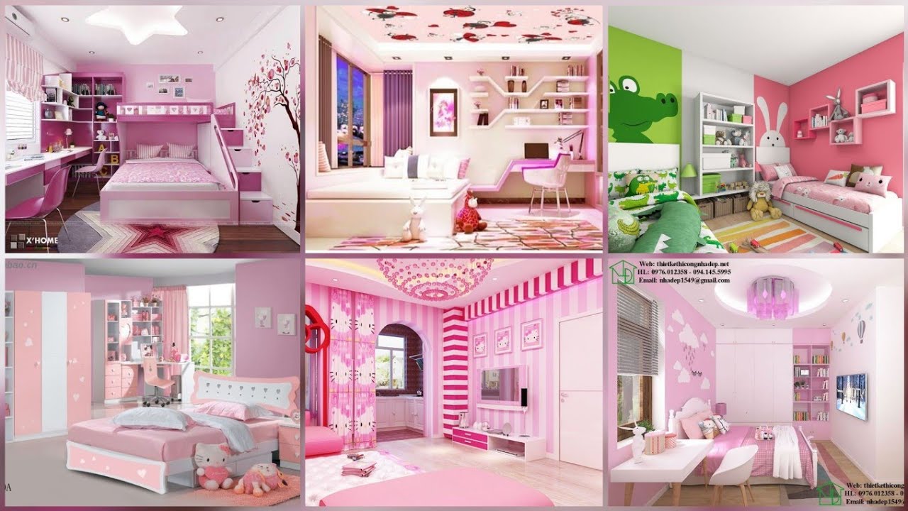 Kids Bedroom With Pink Colour Design/Pink Bedroom Design for Girls/Kids Wardrobe