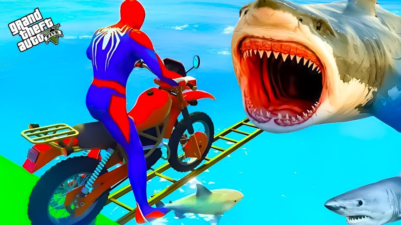 GTA V Mega Ramp Boats, Cars, Motorcycle With Trevor and Friends Epic Stunt Map Challenge