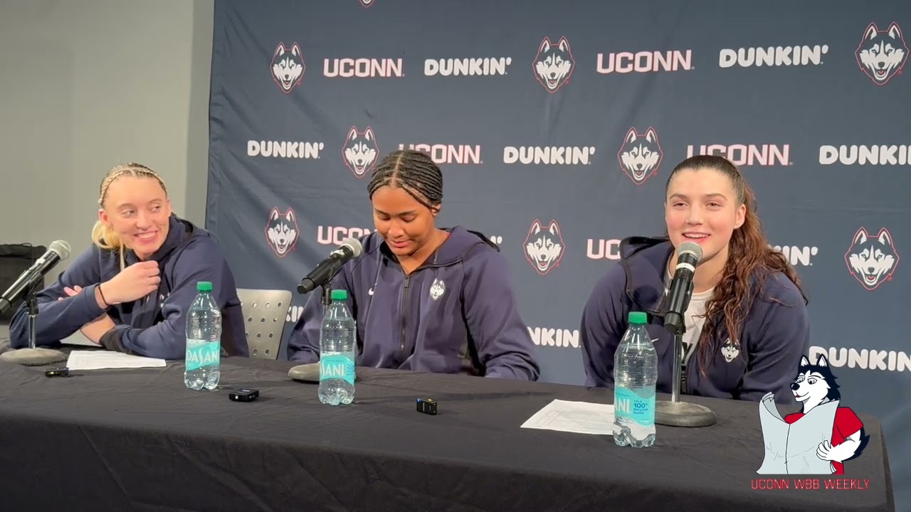 Paige Bueckers, Sarah Strong, Morgan Cheli: UConn women's basketball postgame (Georgetown) - 12/15