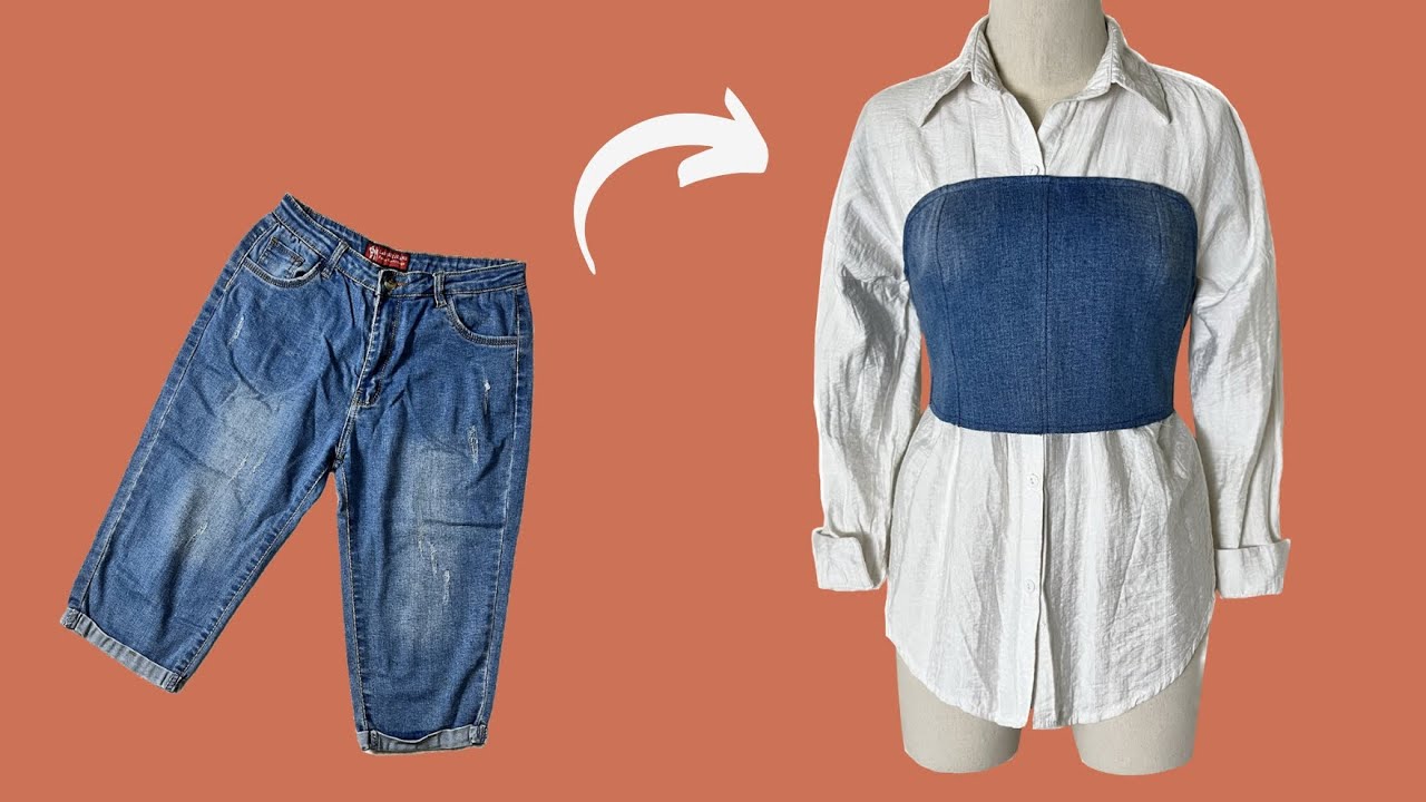 How To Make a Corset from an Old Jeans | Easy Corset Making Tutorial Size S M L | Reuse jeans ideas