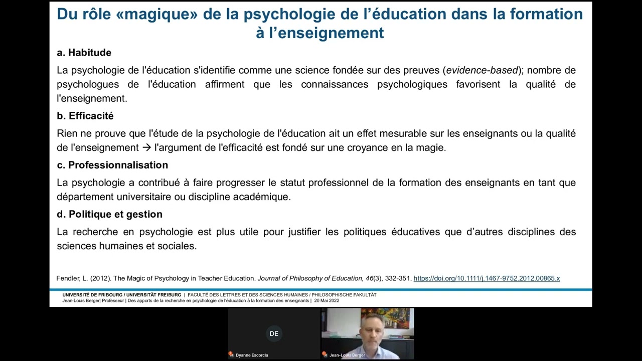Des apports de la recherche en psychologie de l’éducation à la formation des enseignants.