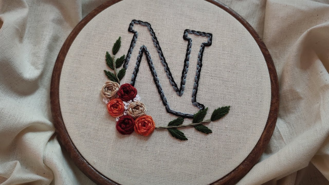 Floral embroidery tutorial | Letter embroidery for beginners | Embroidery for beginners-Let'sExplore
