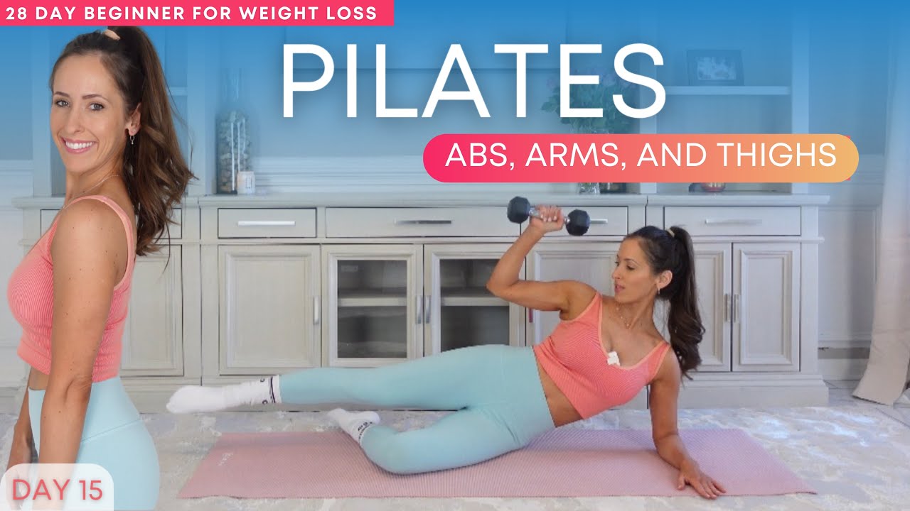 28 Day Pilates Challenge for Weight Loss | Day 15 Pilates Arms, Abs & Thighs