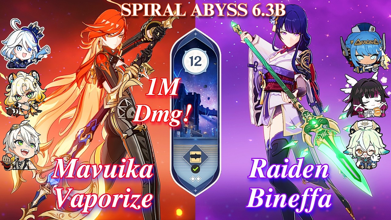 C0 Mavuika Vaporize & C0 Raiden Bineffa | NEW Spiral Abyss 6.3B! | Floor 12 | 9* | Genshin Impact