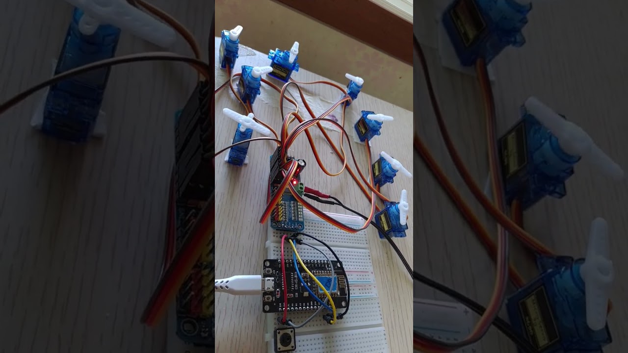 esp8266, PCA9685 Servo motor driver, 8 servos