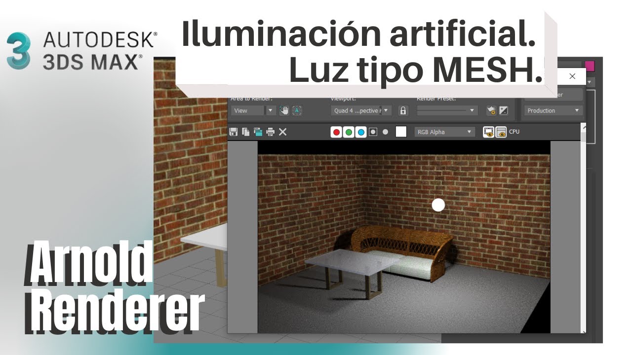 Curso 3DS MAX. Iluminación artificial con Arnold renderer. Luz tipo: MESH