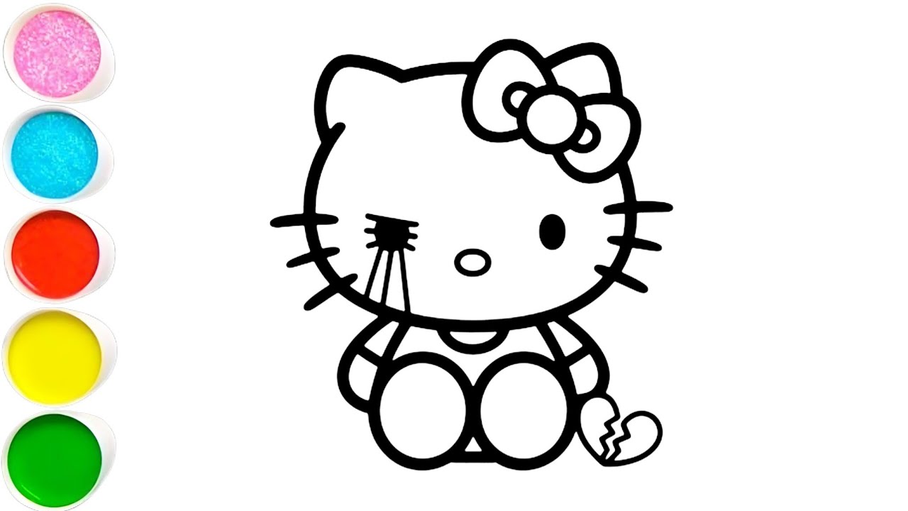 Hello kitty drawing painting and colouring for kids and toddlers 