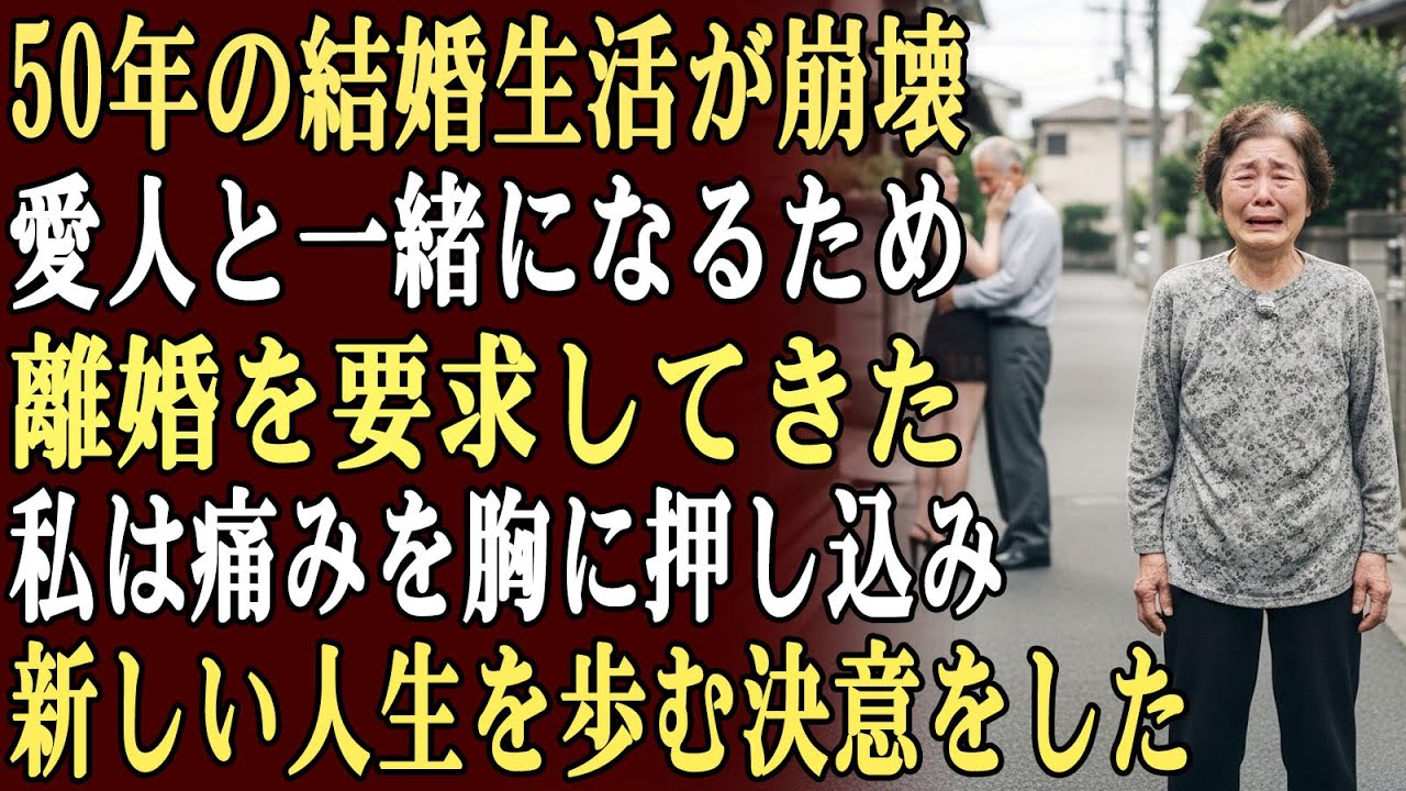 50年間連れ添った夫が、若い女性と不倫していることを偶然知った。夫は私を侮辱し続け、愛人と一緒になるため離婚を要求してきた…。私は痛みを胸に押し込み、離婚を受け入れ、新しい人生を歩む決意をした。