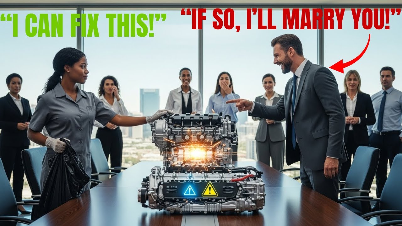MILLIONAIRE CEO MOCKS A BLACK FEMALE JANITOR, “IF YOU CAN FIX THIS ENGINE I’LL MARRY YOU” — WHAT SHE
