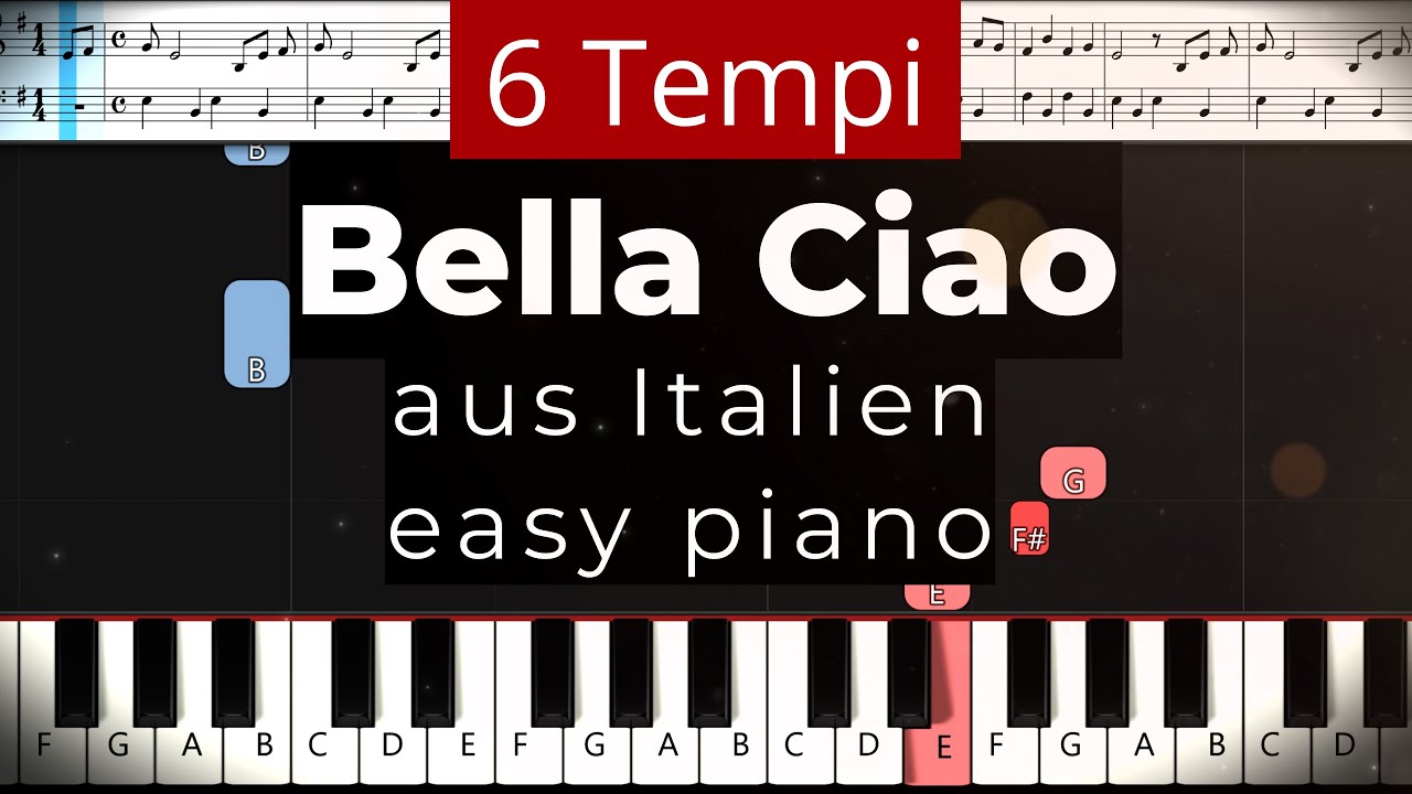 Bella Ciao EASY Piano Tutorial SLOW mit Noten (Haus des Geldes) 🎹 Klavier lernen 🎵 Felicitas Falke 🎵