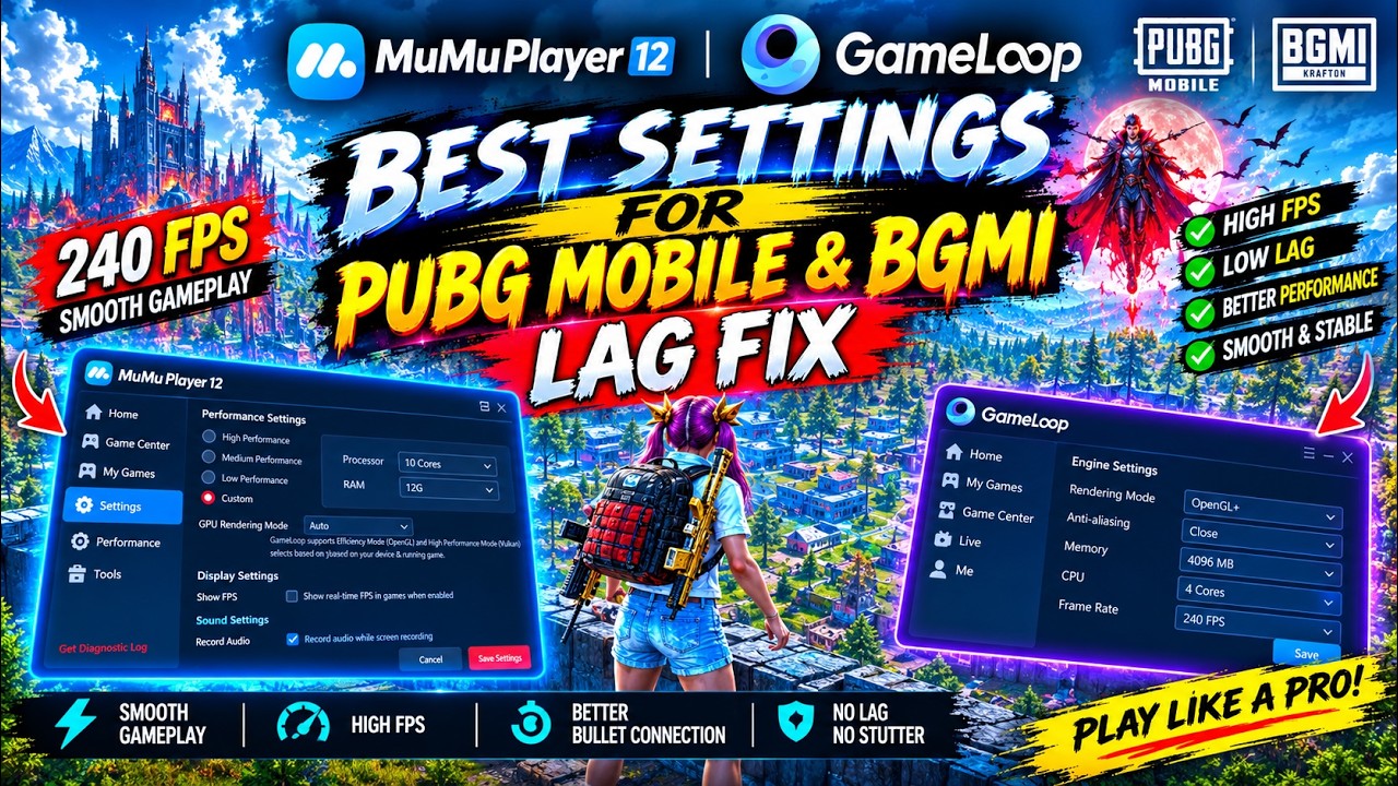 BGMI/PUBG Mobile 240 FPS Best Settings for MuMu Player 12 & GameLoop 🔥 Ultimate Lag Fix Guide (2026)
