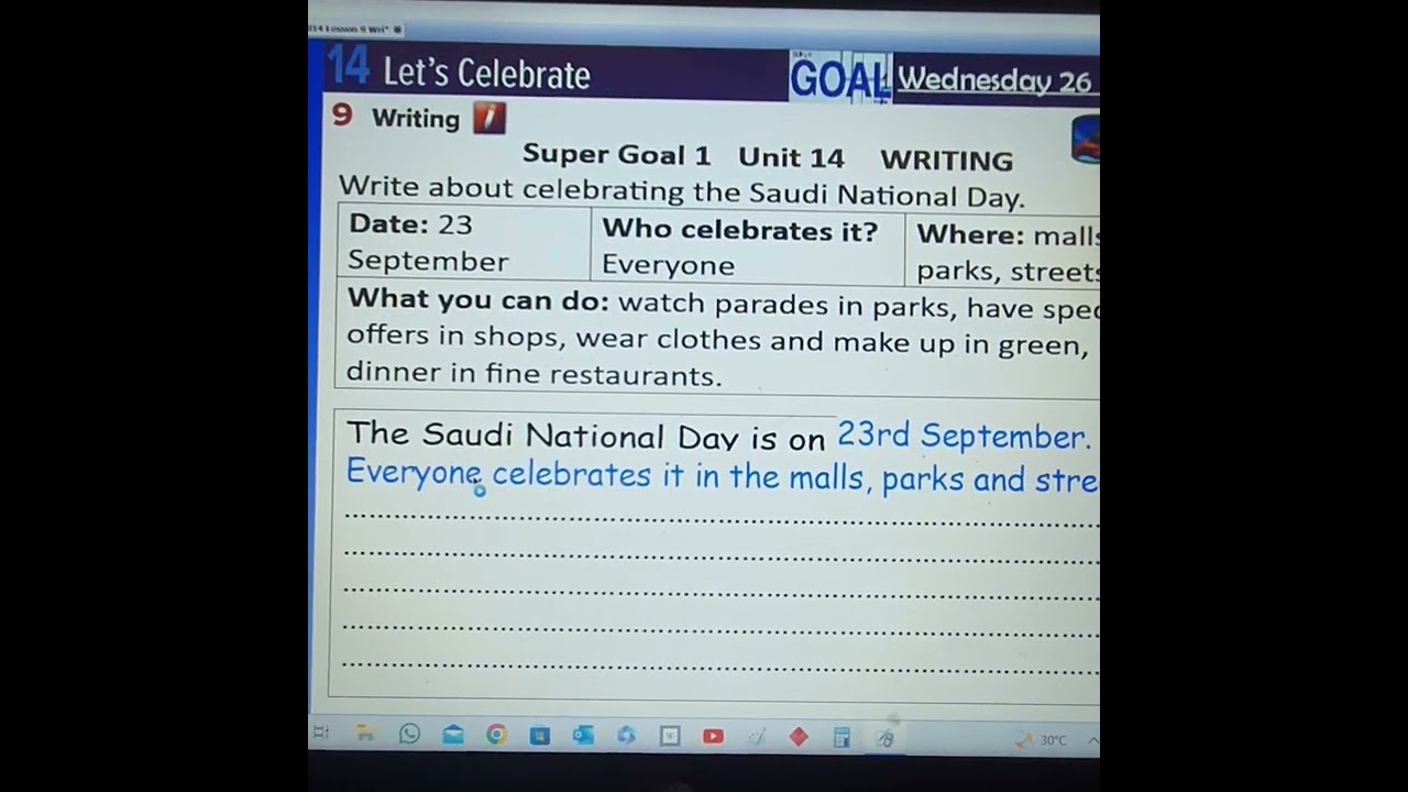 Super Goal 1 Writing Unit 14