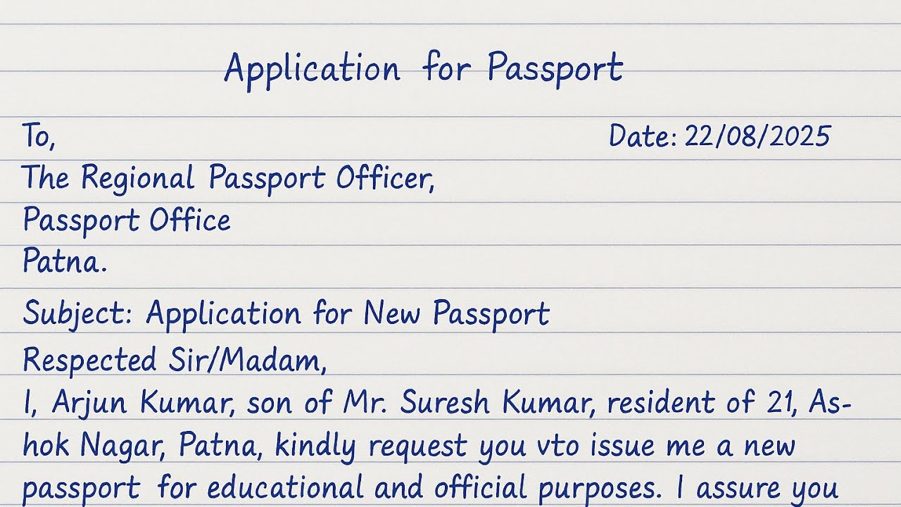 📑 Application for Passport | Passport Application Letter in English |Easy Letter Writing for Student