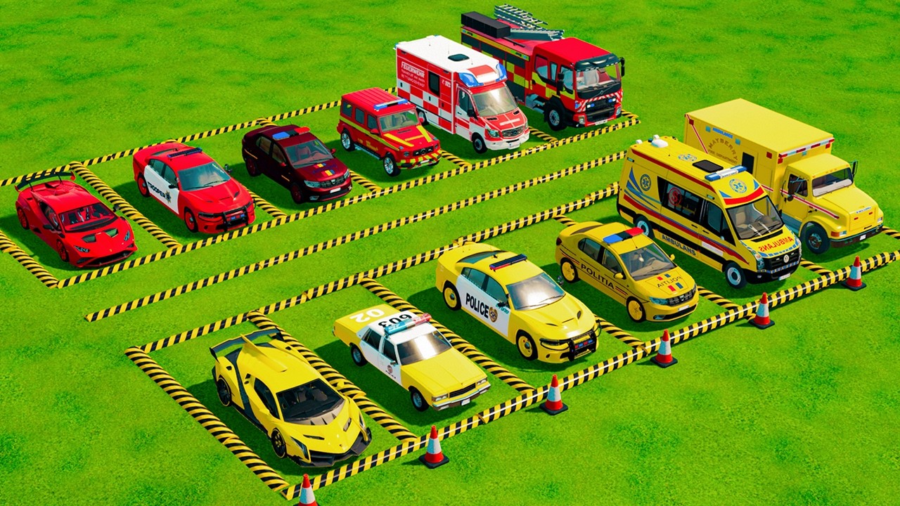 POLICE COLORFULL - TRANSPORTING POLICE CARS, AMBULANCE VEHICLES, FIRE TRUCK WITH TRUCK - FS22 #678