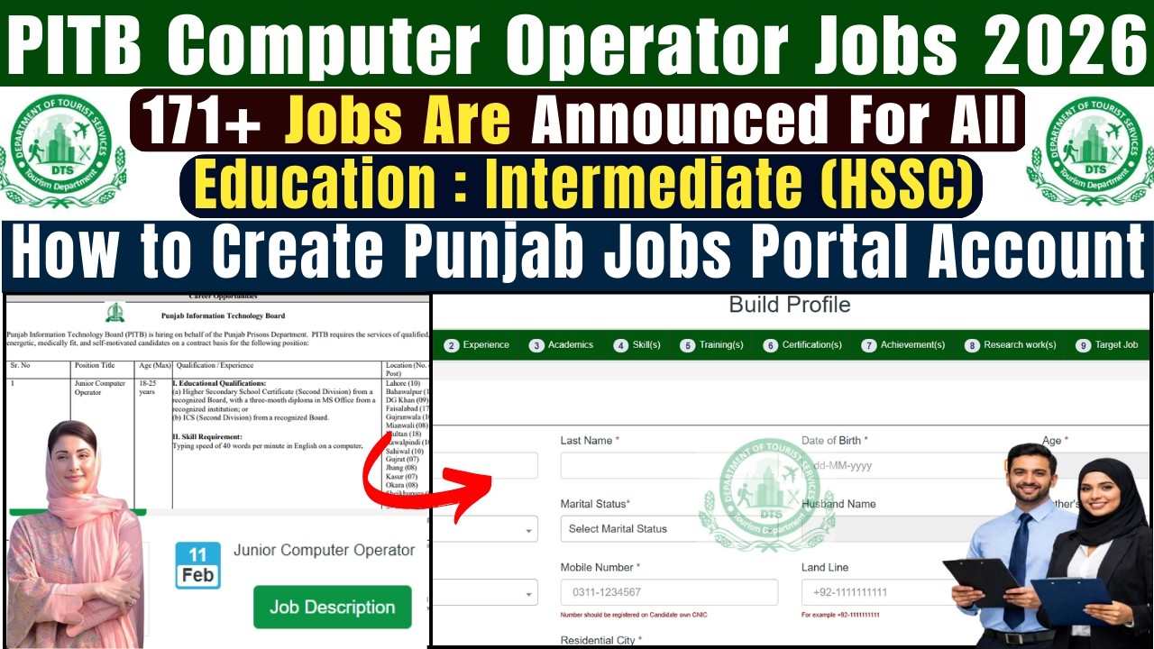 PITB Junior Computer Operator Jobs 2026 | PITB Jobs Online Apply | Intermediate Base Jobs For All