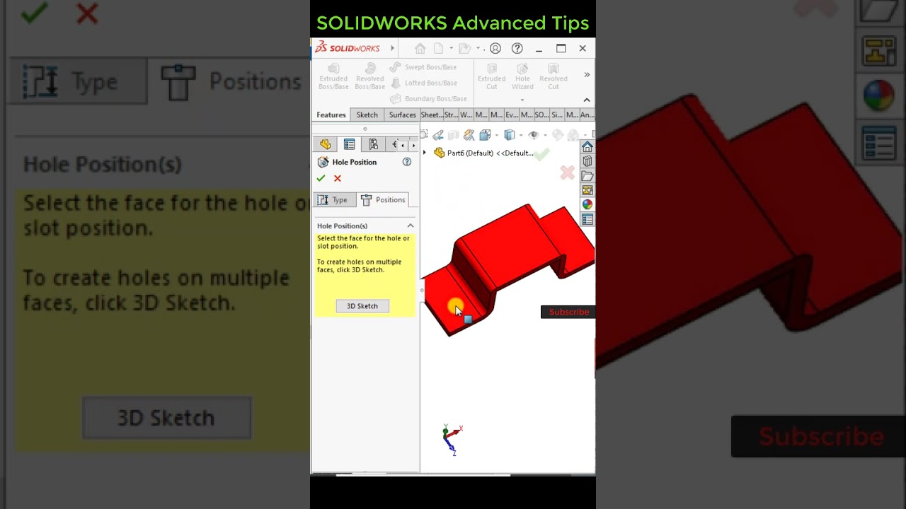 Making hole using solidworks hole wizard tool #hole #solidworks #cad