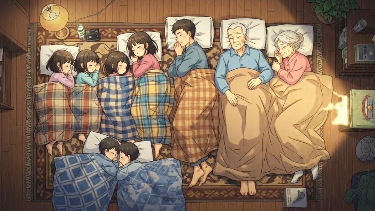 Cozy Rainy Night at Grandma’s House | Family Sleepover in a Storm (Ghibli-Style Cozy Animation)
