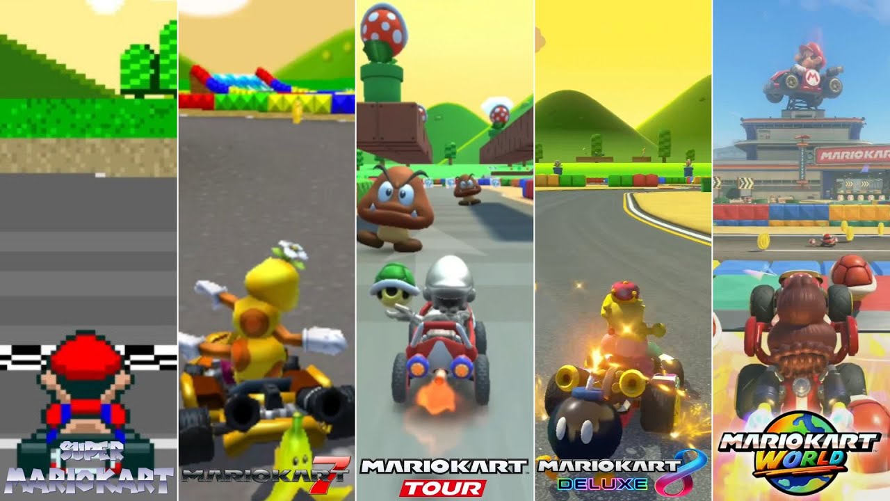 Evolution Of All SNES Mario Circuit Courses In Mario Kart Games [1992-2025]