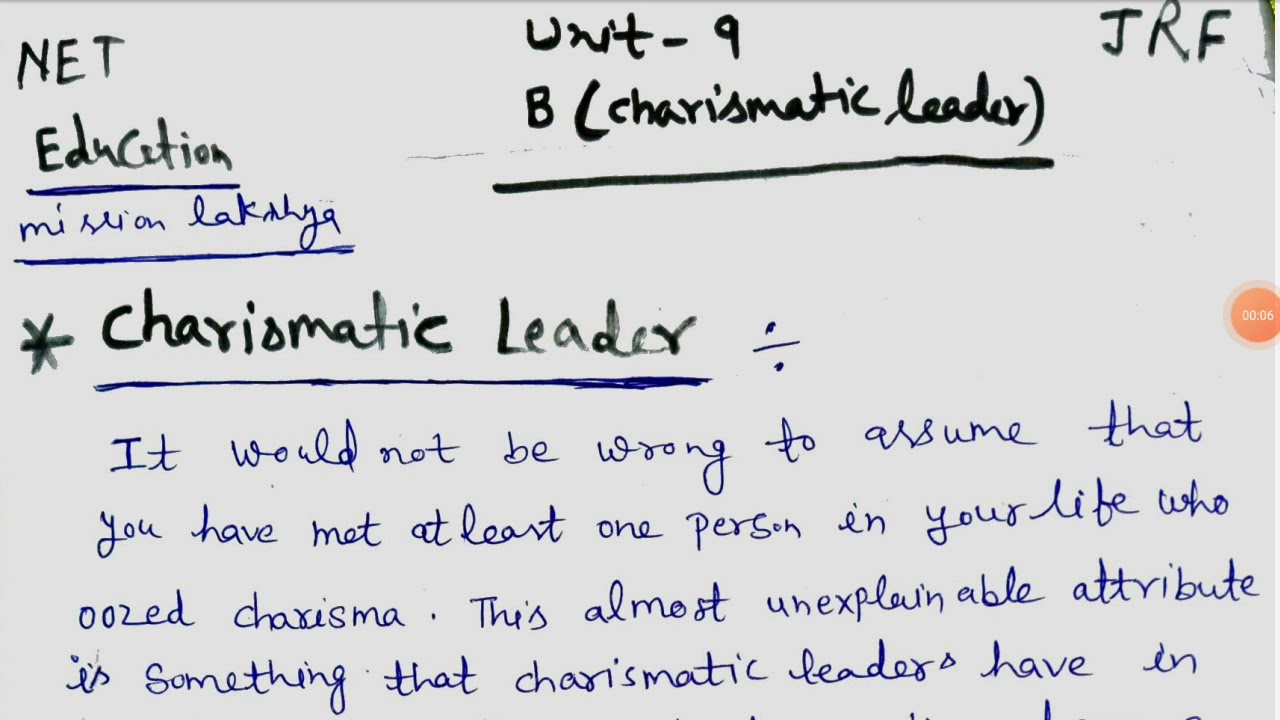 UGC NET, JRF(Education) Unit-9 Charismatic and Psychodyamic Leadership