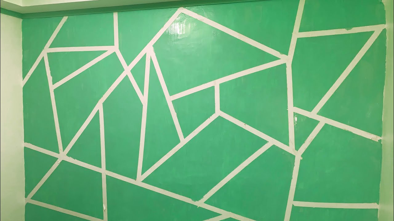 Ccret Art: EASY GEOMETRIC WALL PAINTING (Plain Green)