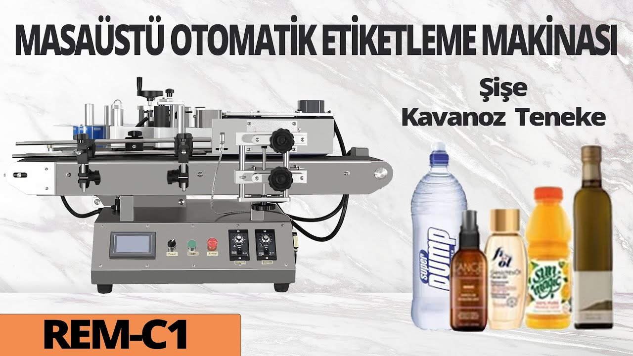 Masaüstü otomatik etiketleme makinası (REM-C1) - Şişe ve kavanoz etiketleme makinası