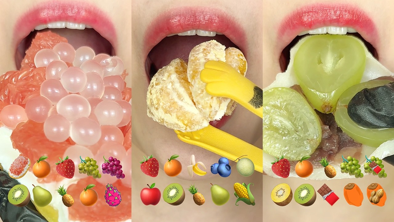 asmr MOST POPULAR FRUITS  EMOJI FOOD COLLECTION 과일 이모지 먹방 모음집 eating sounds