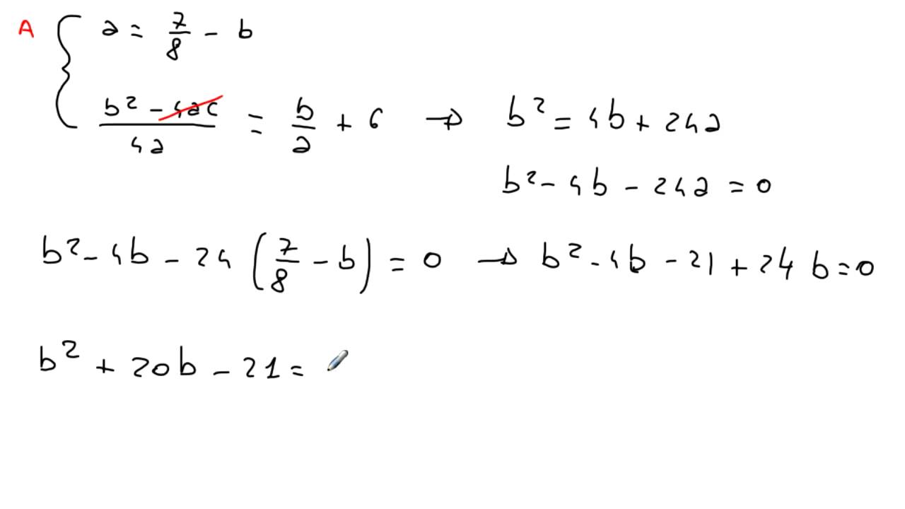 Parabola: trovare l'equazione della parabola passante per A e B con il vertice su una data retta