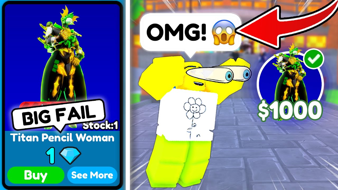 🤯 New *Titan Pencil Woman* for ONLY 1 GEM?! 💥 Funny Trades & Lucky Opencase 💵 - Toilet Tower Defense