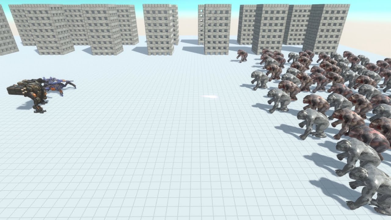 S.P.I.D.E.R. and B.O.S.S. vs 100 Mutant Primates ARBS Animal Revolt Battle Simulator