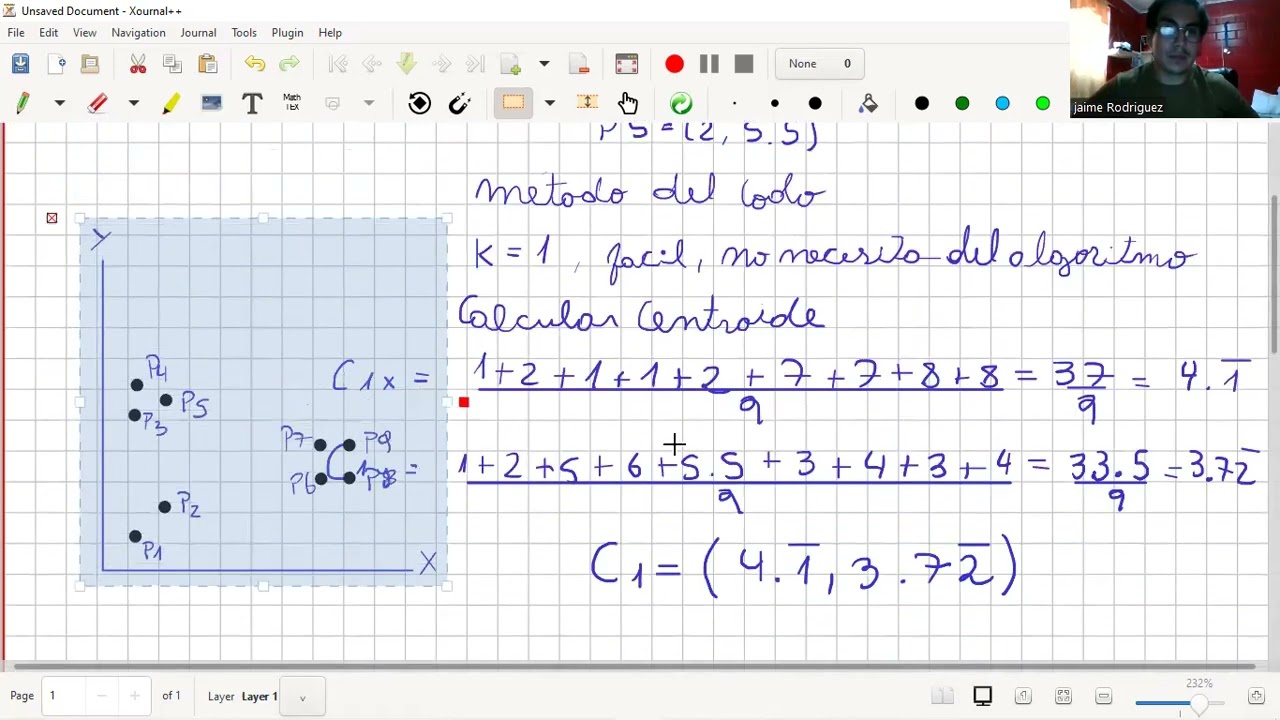 Ejemplo de Clusterizado en 2D ocupando k-means hecho a mano.
