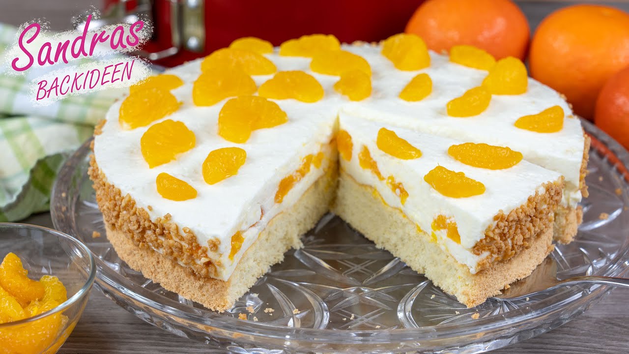 Mandarinen Quark Torte mit Biskuitboden in 10 min bereit f&uuml;r den Ofen / Rezept f&uuml;r 26 cm Springform