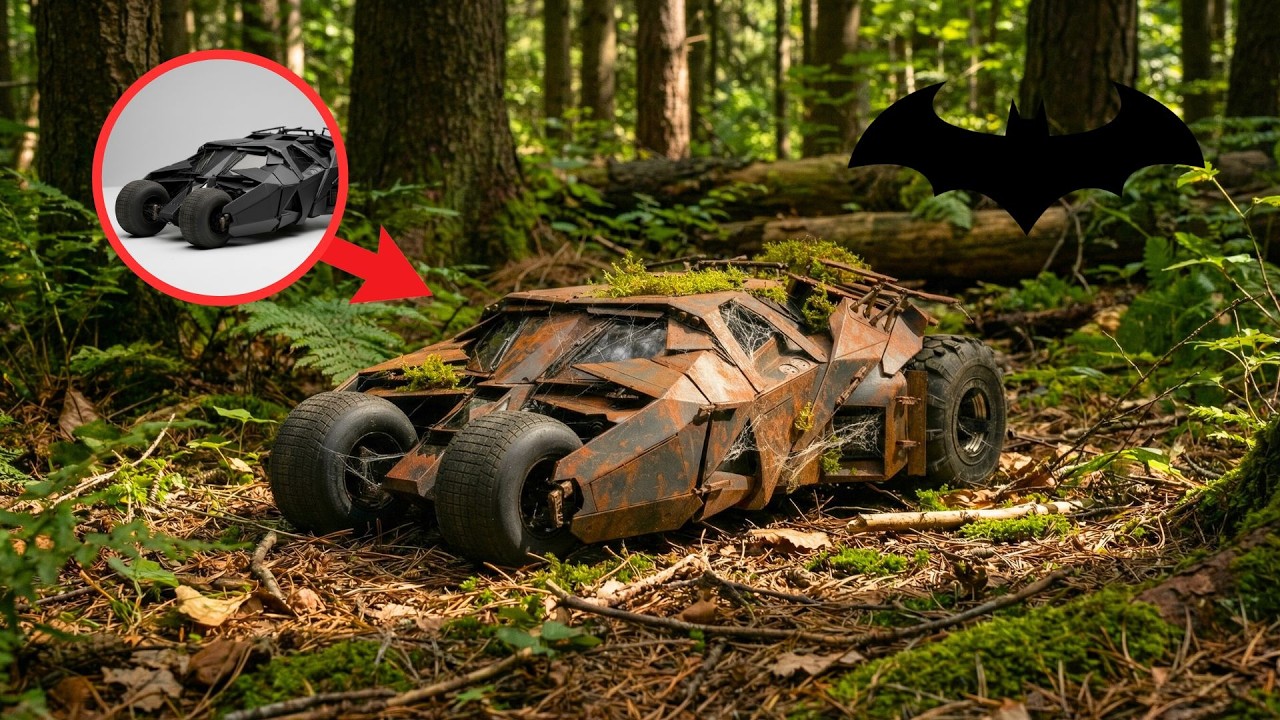 Batmóvil en miniatura abandonado encontrado en el bosque — Restauración completa