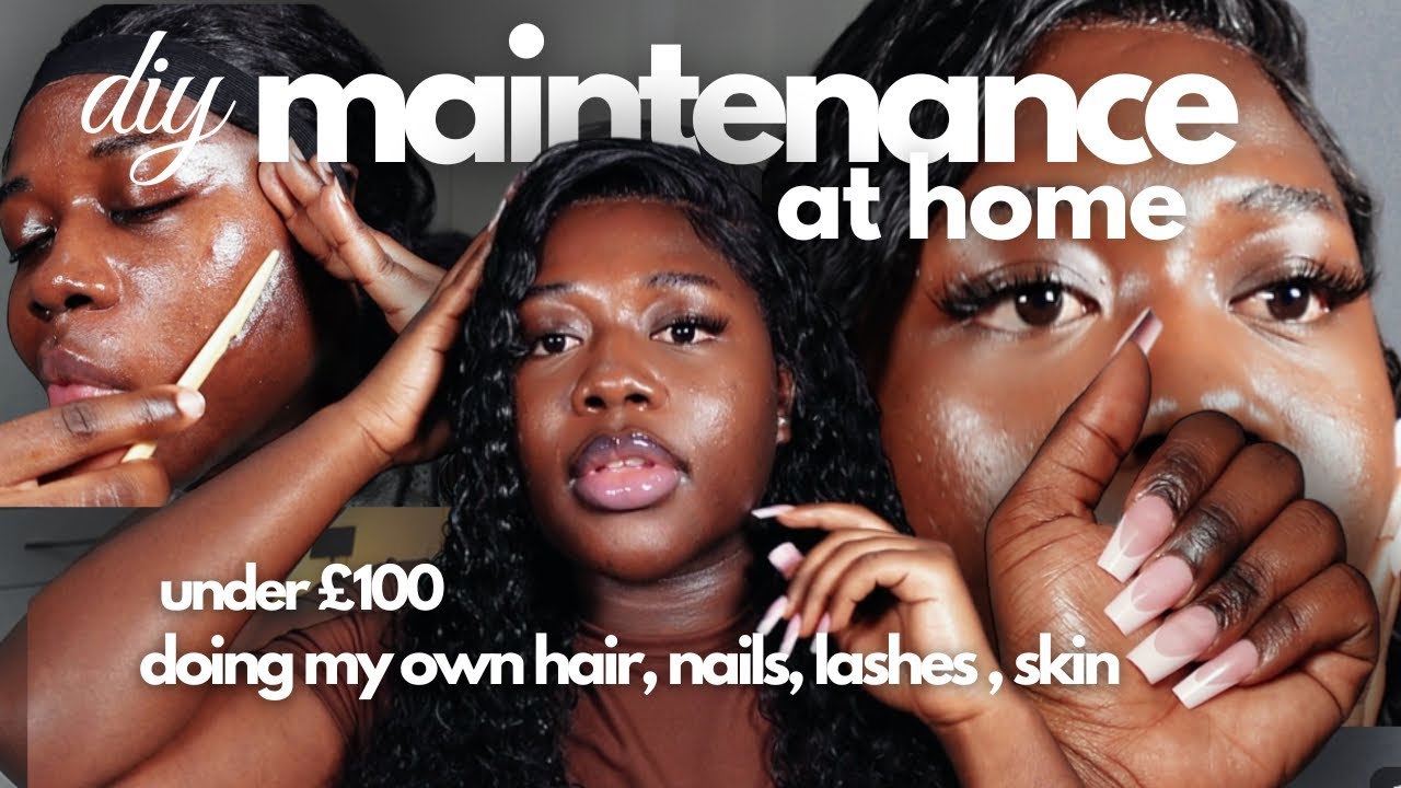 DIY AT HOME: Maintenance Vlog, Hair Install, Nails, Lashes Extensions, Natural HairCare, Very Demure