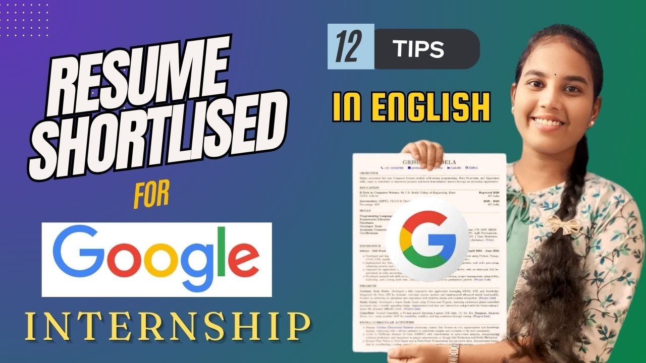 My Resume is Shortlisted for Google in English || Free Template Available || 12 Tips for your Resume