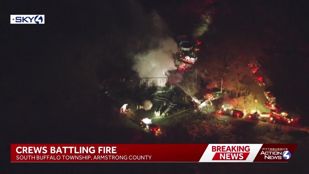 Firefighters active on scene after massive fire breaks out in South Buffalo Township, Armstrong C...