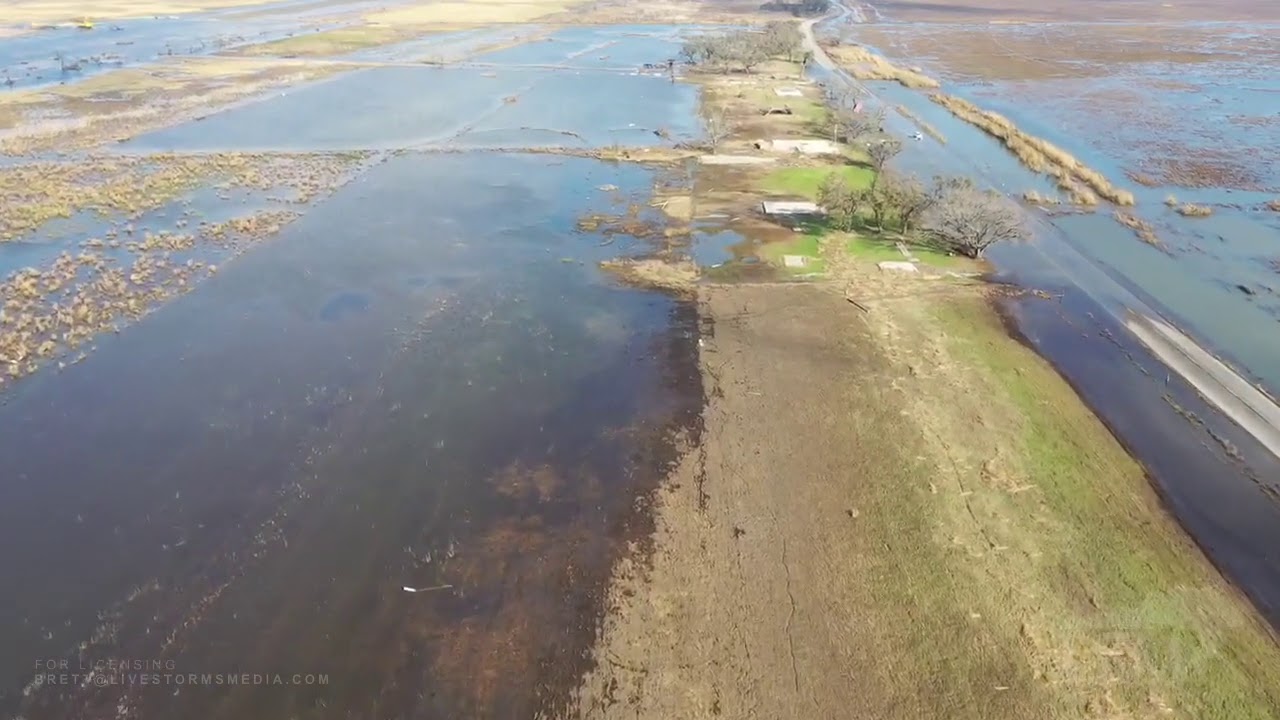10-11-2020 Grand Chenier, LA - Hurricane Delta Surge - Homes Destroyed - Highway Under Water