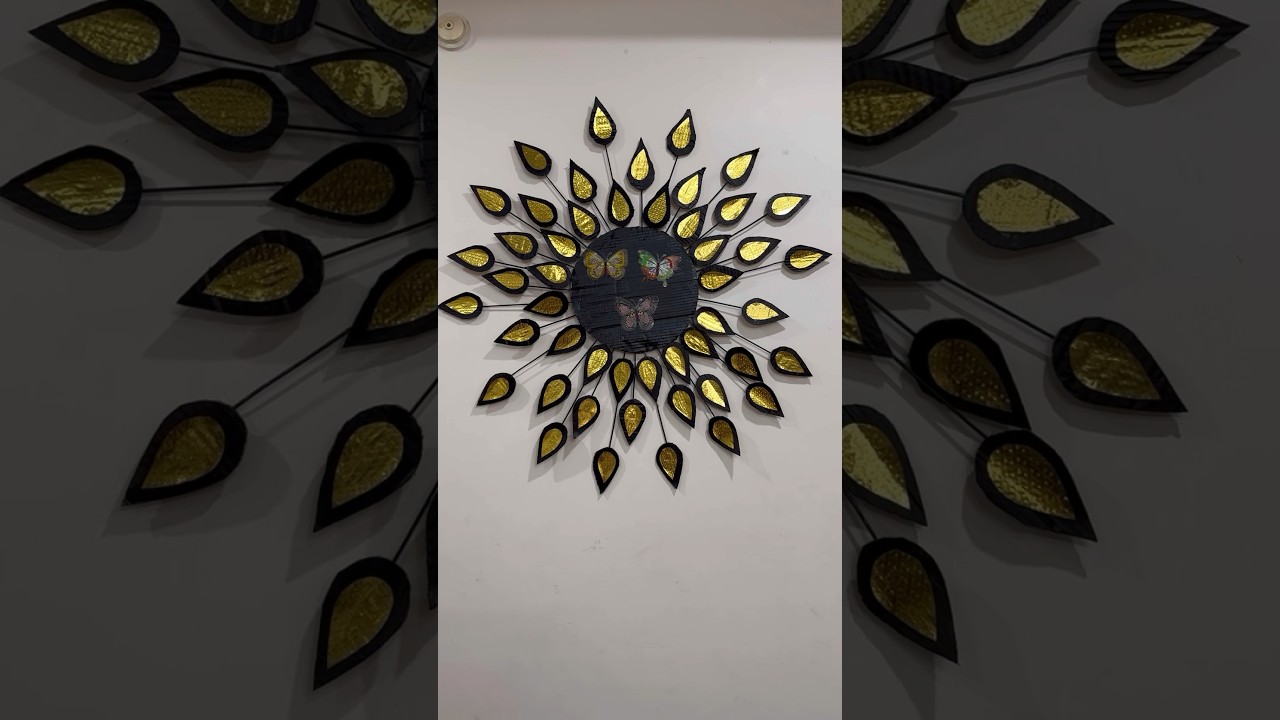 Beautiful wall decor with cardboard #cardboardcraft #craft #homecrafting