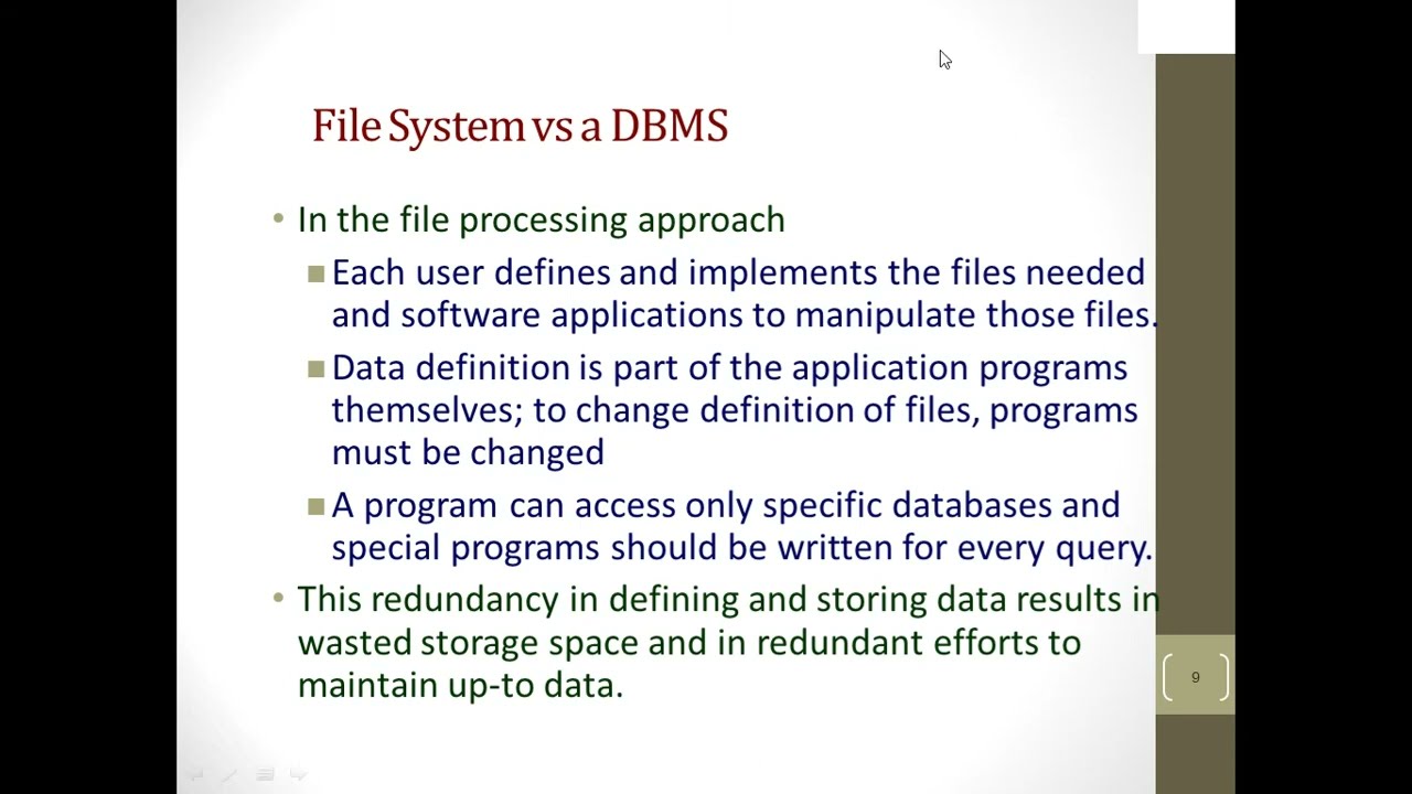 DBMS- Disadvantages of file systems, File Systems vs DBMS, Characteristics of DBMS