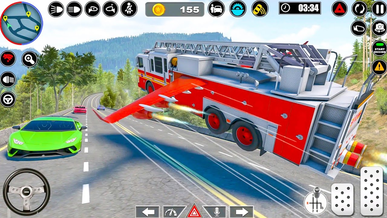 Flying Futuristic Firefighters Truck in Open World City Fire Rescue Simulator - Android Gameplay.