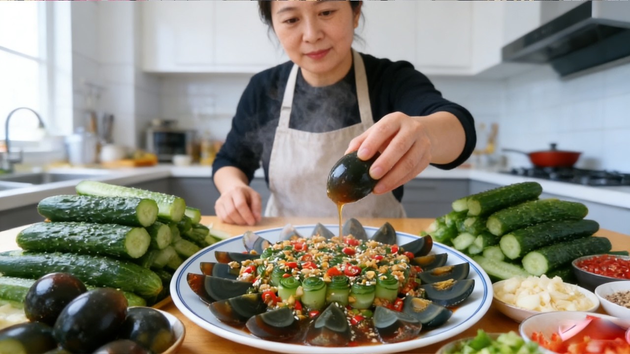 快过年了要这样黄瓜，加6个皮蛋，比吃肉还香，上桌瞬间被扫光