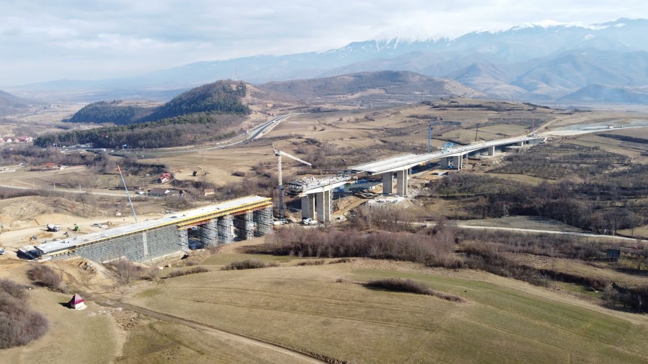 Autostrada A1 Sibiu Pitești lot1 Sibiu Boița Viaductul Tălmăcel filmat în 15 02 2022