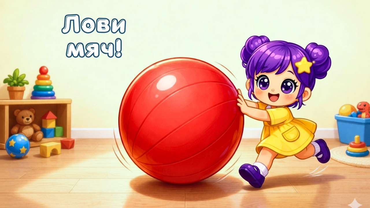 Ева играет в мячик | Развивающий мультик для малышей